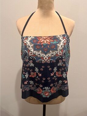 Halter Swim Top with Floral Medallion Design
